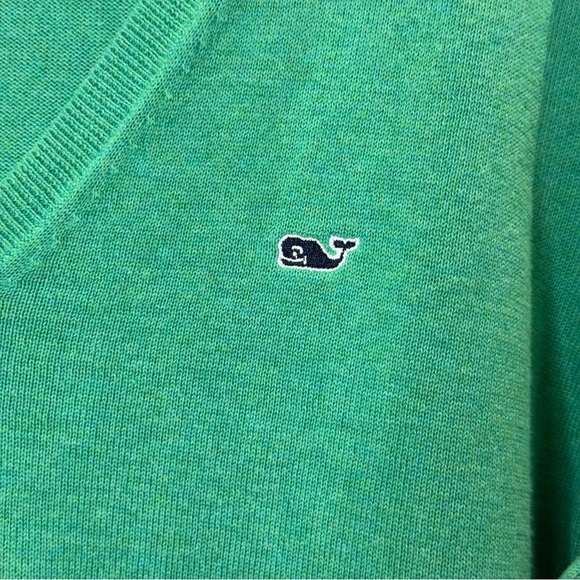 Vineyard Vines | Women's Cotton Preppy Green V-Neck Sweater Size Large - Picture 6 of 7
